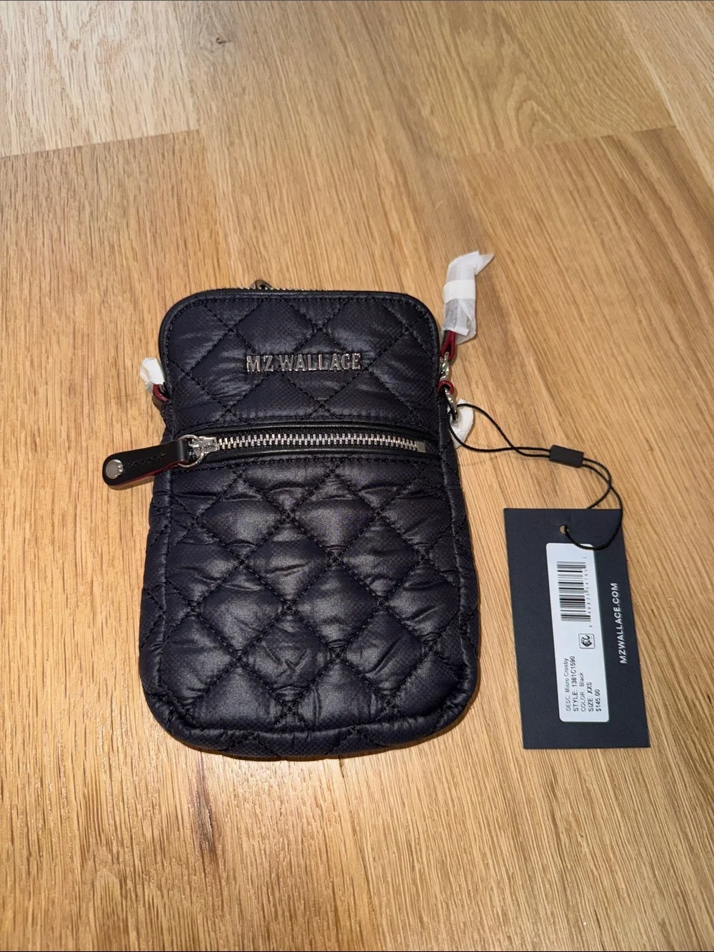 MZ Wallace Quilted Nylon Crossbody Phone Pouch in Black